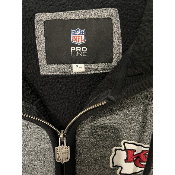 Kansas City KC Chiefs NFL Proline Gray Full Zip Hoodie Sweatshirt Mens XL Jacket - Picture 4 of 10